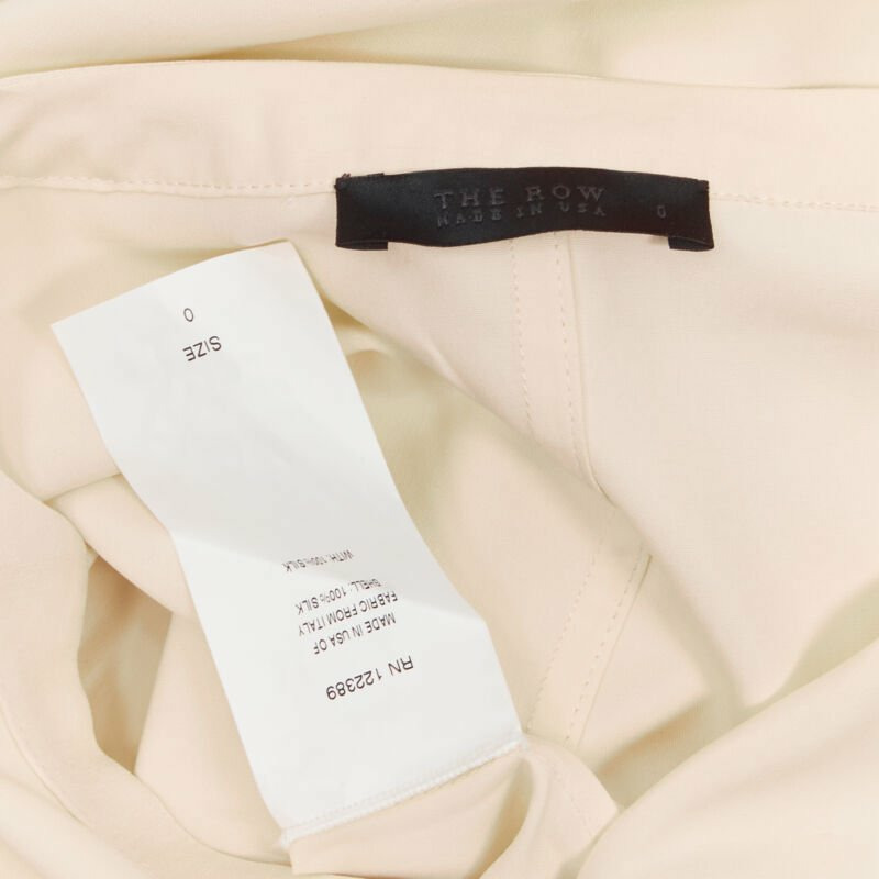 THE ROW ivory cream triple pocket asymmetric collar boxy silk dress US0 XS-8