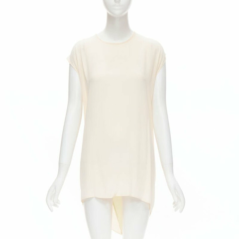 THE ROW ivory cream mixed silk modal knit wrap tie back tunic vest XS
