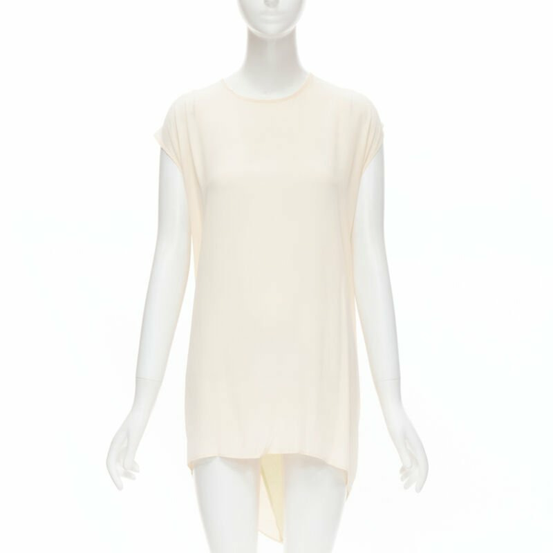 THE ROW ivory cream mixed silk modal knit wrap tie back tunic vest XS-0