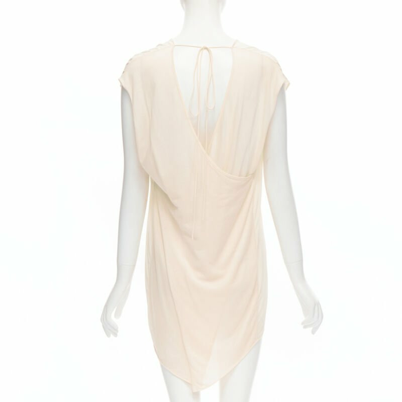 THE ROW ivory cream mixed silk modal knit wrap tie back tunic vest XS-4