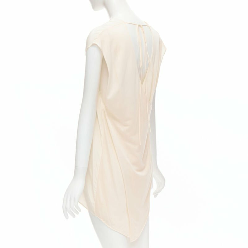 THE ROW ivory cream mixed silk modal knit wrap tie back tunic vest XS-5