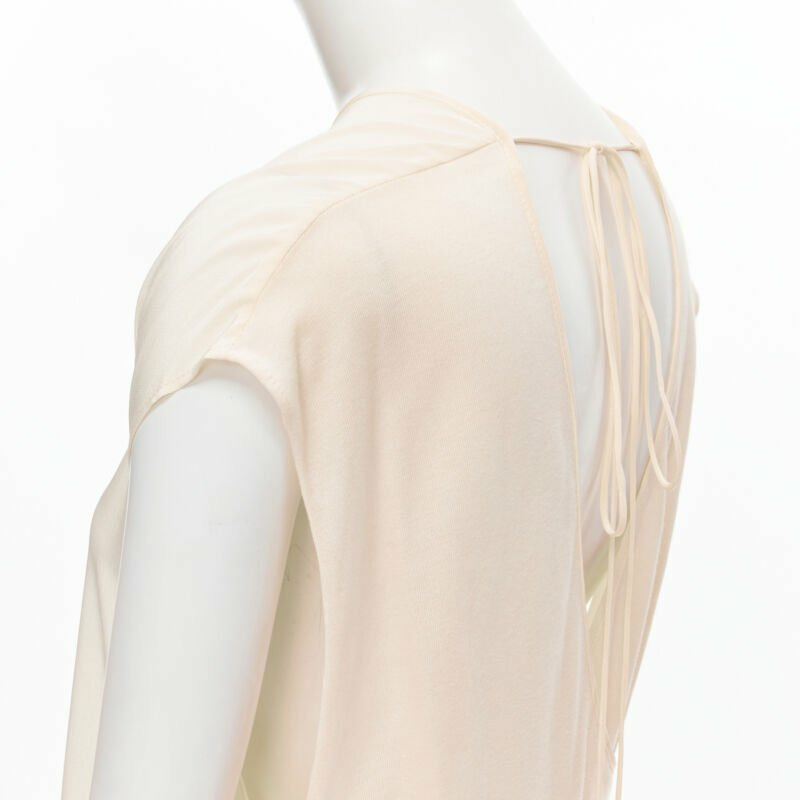THE ROW ivory cream mixed silk modal knit wrap tie back tunic vest XS-6