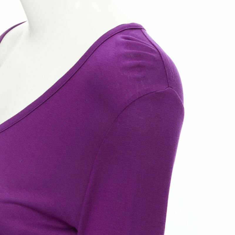 new THE ROW Hazelton 100% viscose purple scoop neck long sleeve tshirt S-1