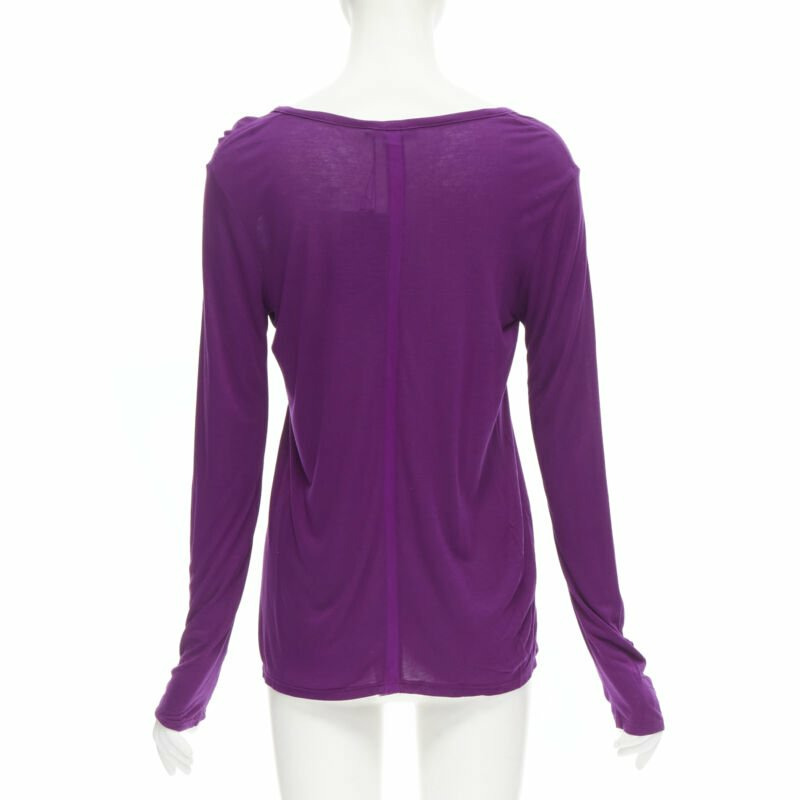 new THE ROW Hazelton 100% viscose purple scoop neck long sleeve tshirt S-4