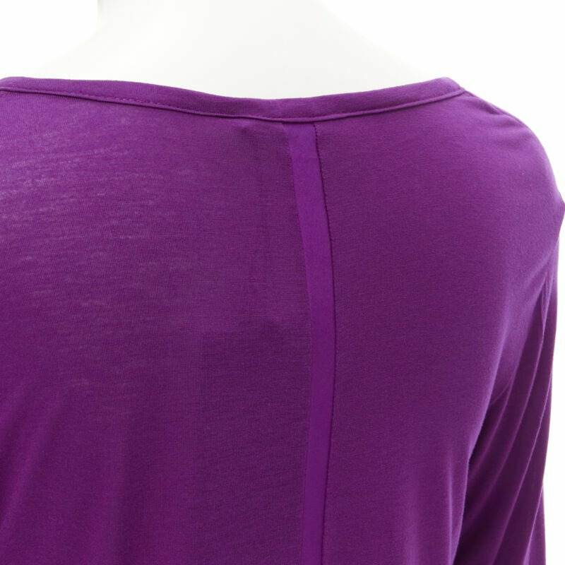 new THE ROW Hazelton 100% viscose purple scoop neck long sleeve tshirt S-6