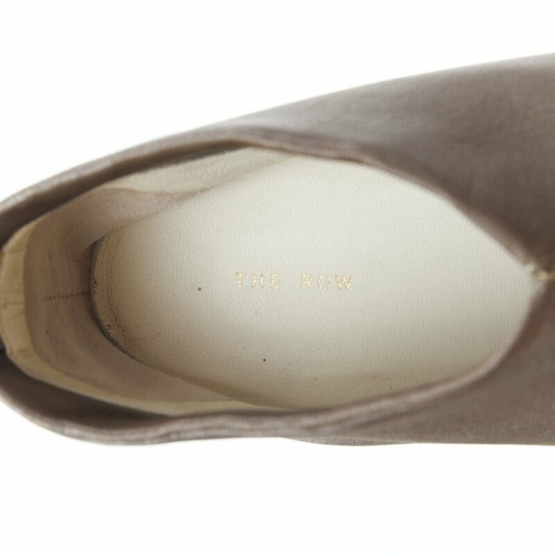 new THE ROW Bourgeoise Stretch taupe brown pointy curved heel low bootie EU35.5-7