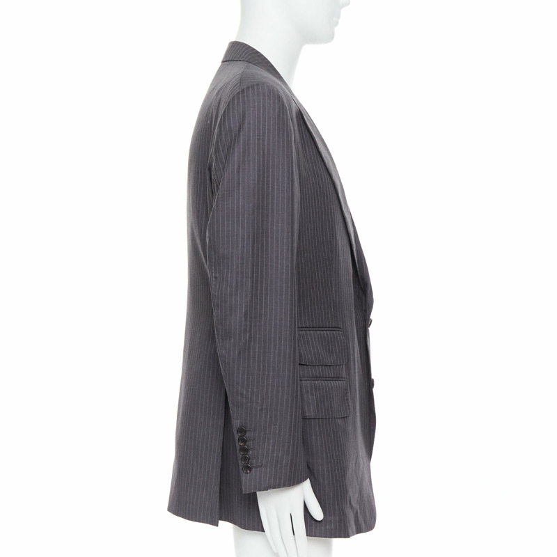 TOM FORD grey pinstripe hand stitched flap pockets blazer IT58 4XL-3