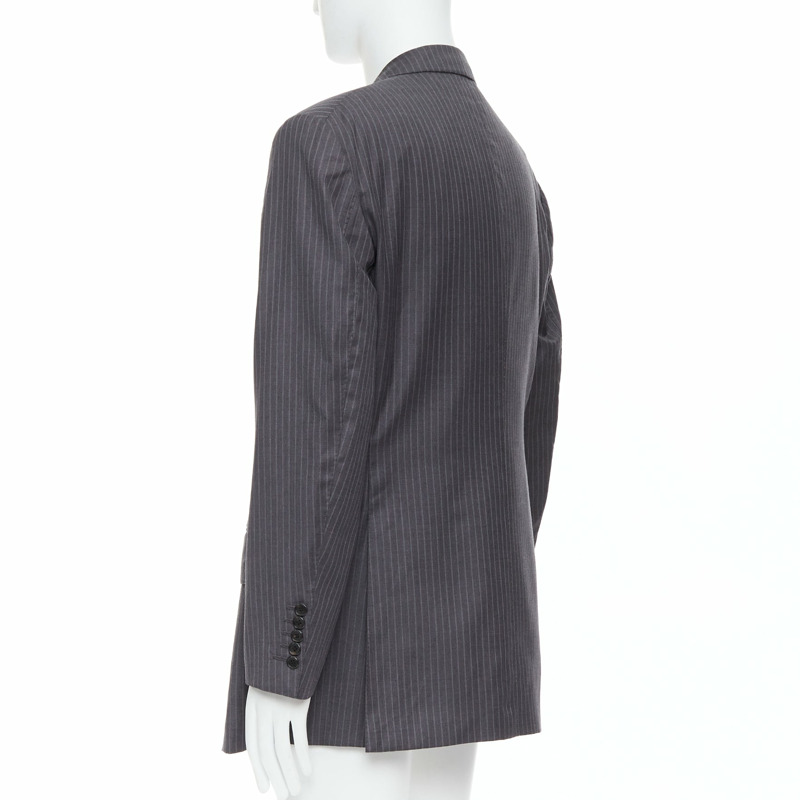 TOM FORD grey pinstripe hand stitched flap pockets blazer IT58 4XL-5