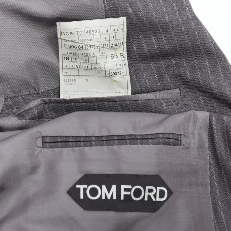 TOM FORD grey pinstripe hand stitched flap pockets blazer IT58 4XL-7
