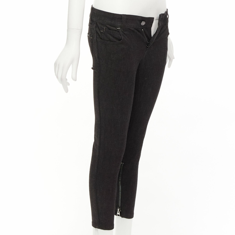 TOM FORD dark brown cotton blend silver staple embellished skinny jeans 26"-2
