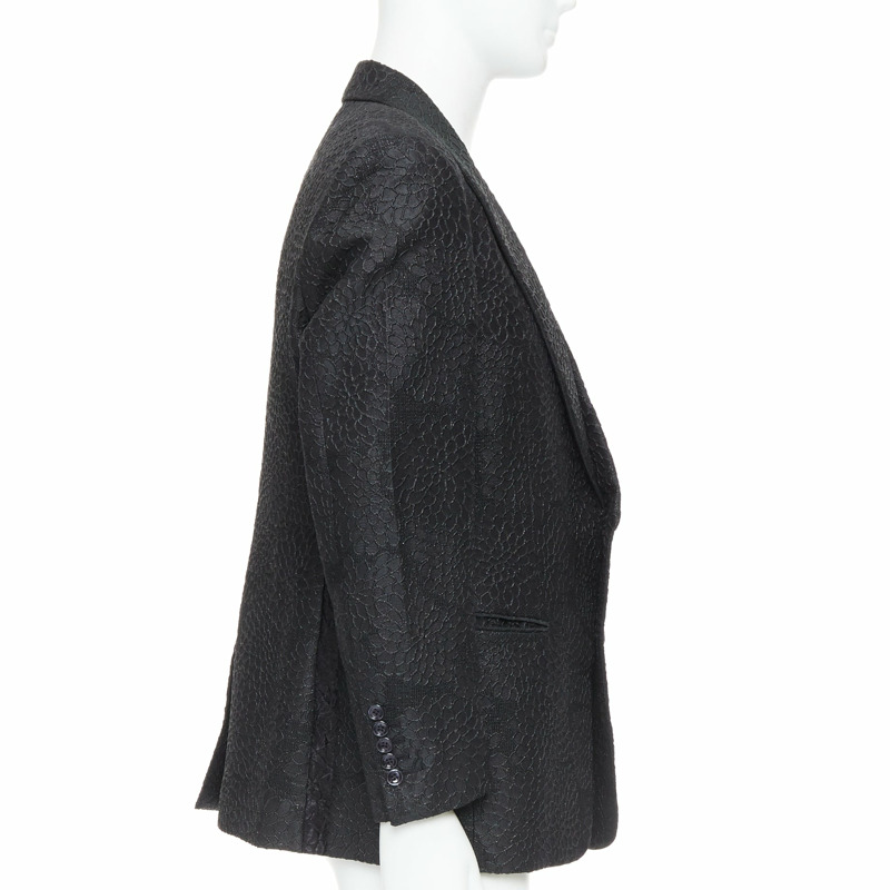 TOM FORD Cooper black floral 3D brocade peak lapel tuxedo blazer IT52 XL-3