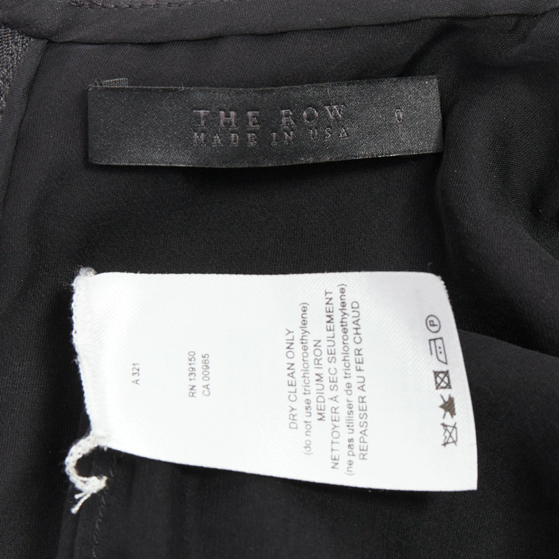 THE ROW black virgin wool silk sheer layer crew neck boxy top US0 XS-7