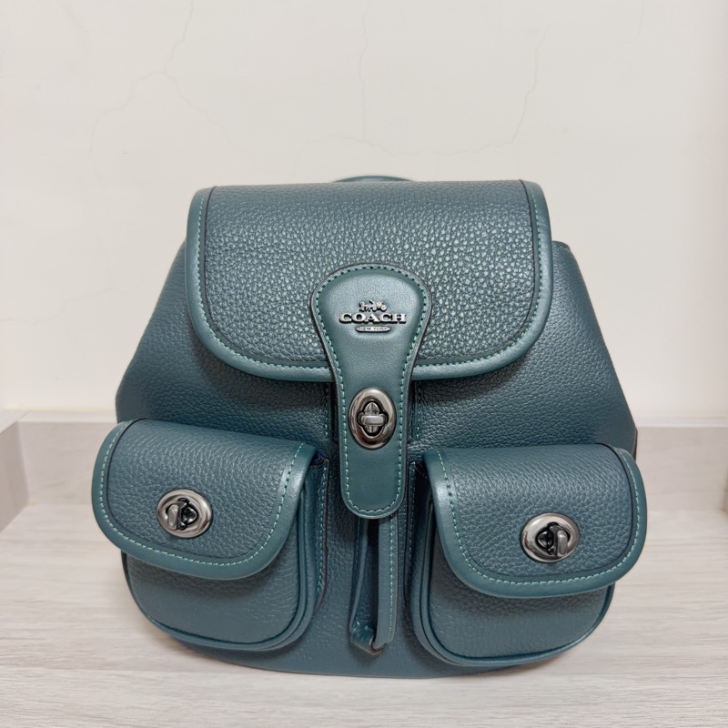 coach 墨綠色後背包-1