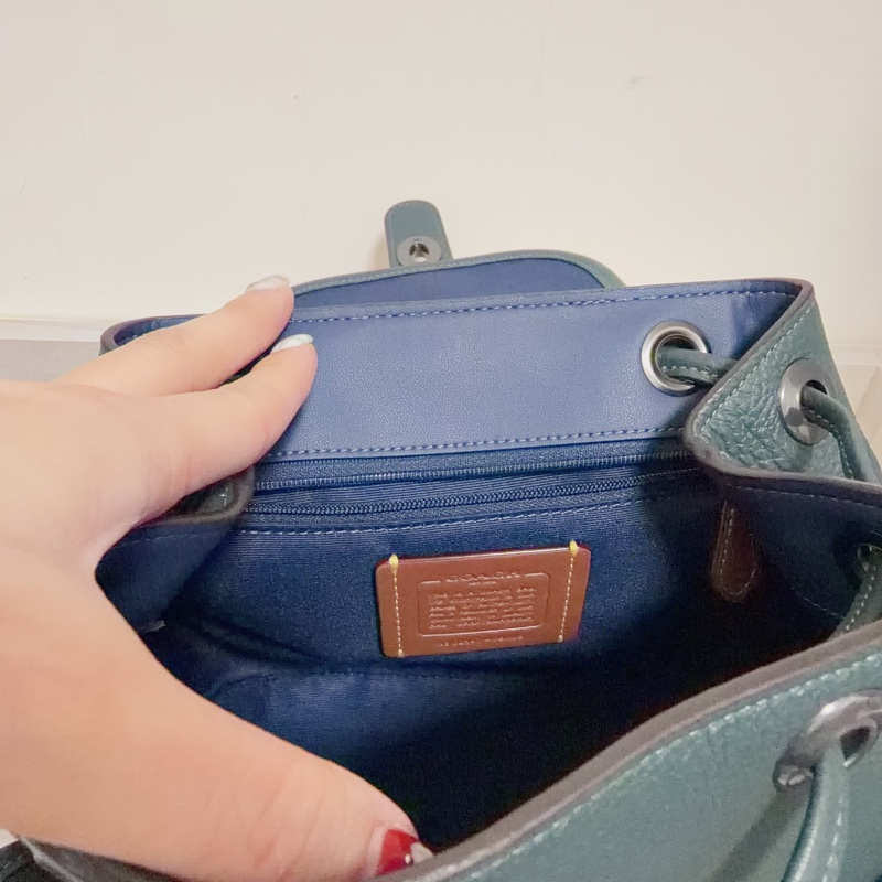 coach 墨綠色後背包-5