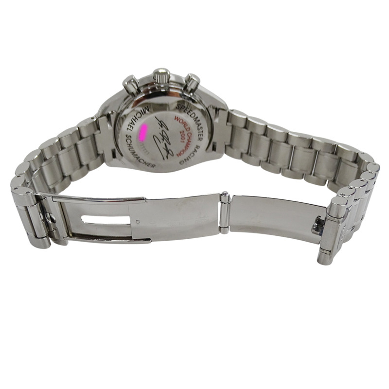 歐米茄超霸系列賽車腕錶 3519.50 男士腕錶,邁克爾·舒馬赫簽名款,限量發行 11,111 枚,自動上鍊,精鋼錶殼,銀/黑色,拋光處理-3