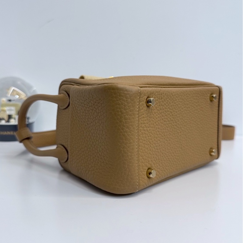 Hermes mini Lindy 餅乾色 金釦-8