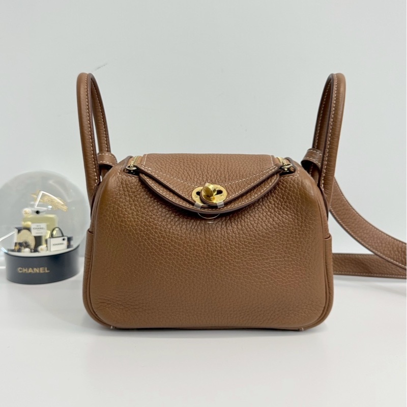 Hermes mini Lindy 金棕金釦-0
