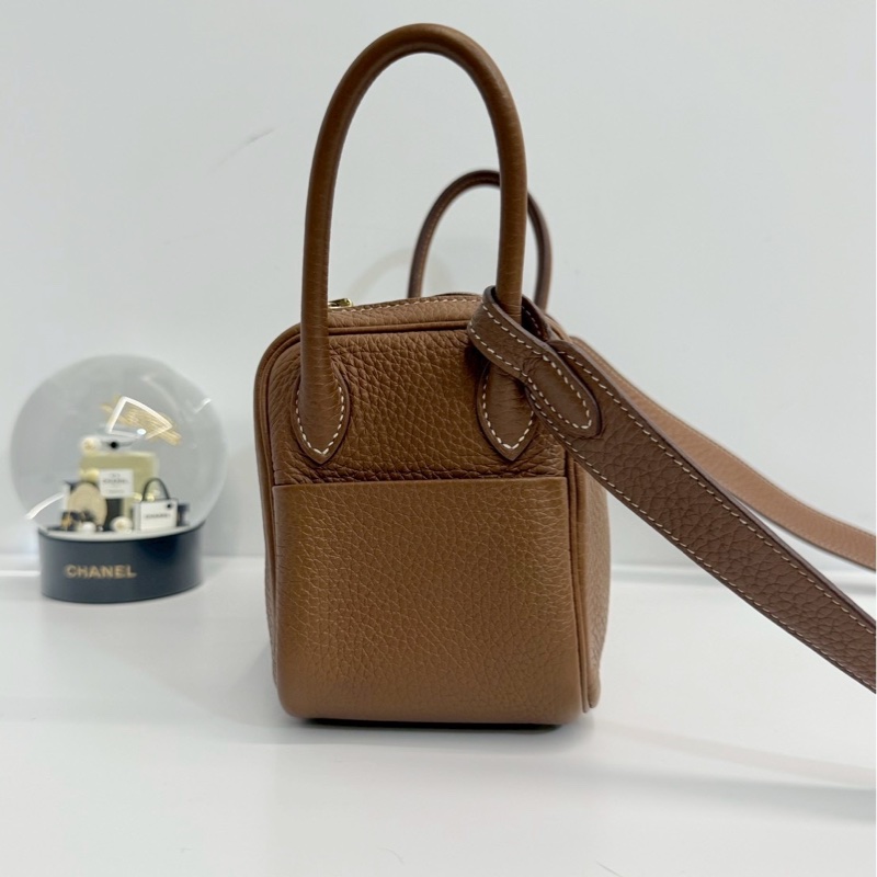 Hermes mini Lindy 金棕金釦-3