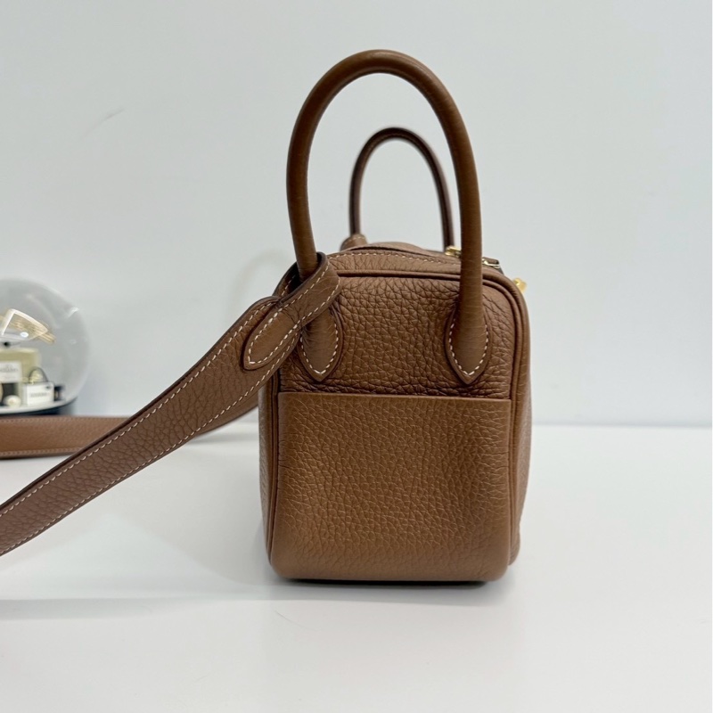Hermes mini Lindy 金棕金釦-4