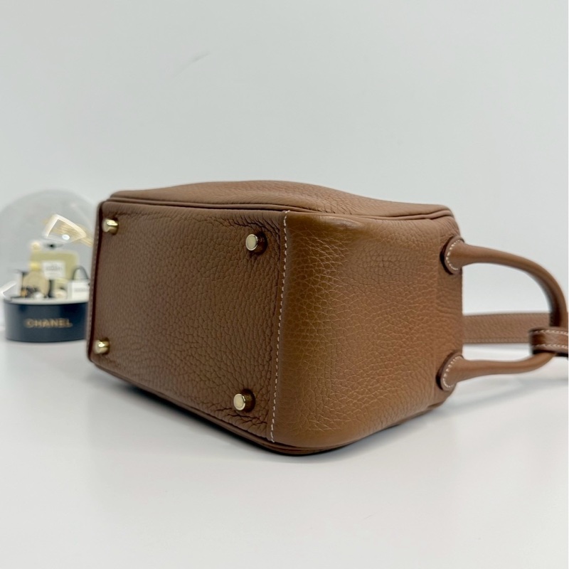 Hermes mini Lindy 金棕金釦-8