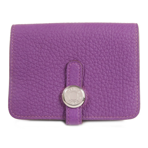 HERMES Clemence皮革Dogon Card Case銀扣卡片套Anemone