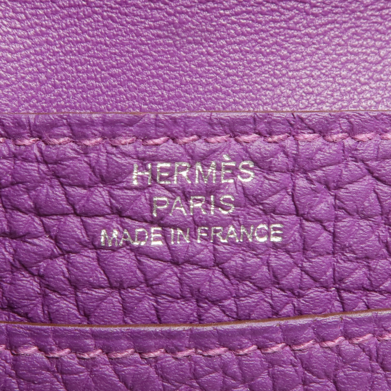 HERMES Clemence皮革Dogon Card Case銀扣卡片套Anemone-6