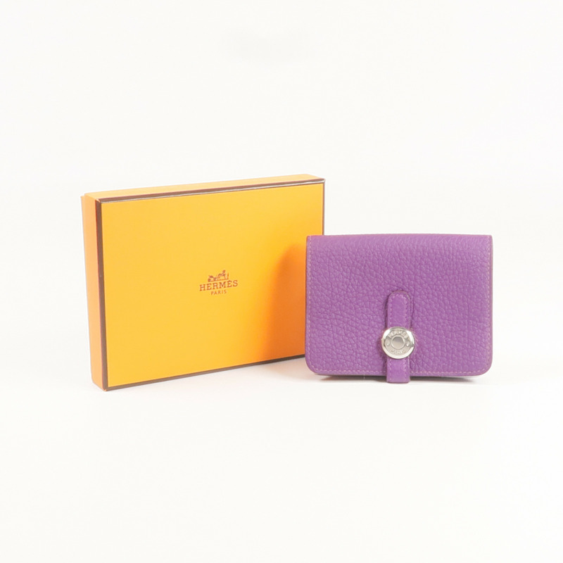 HERMES Clemence皮革Dogon Card Case銀扣卡片套Anemone-9
