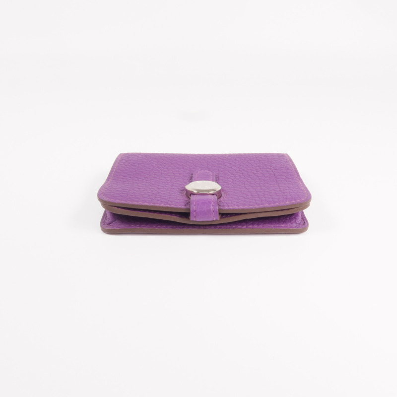 HERMES Clemence皮革Dogon Card Case銀扣卡片套Anemone-10