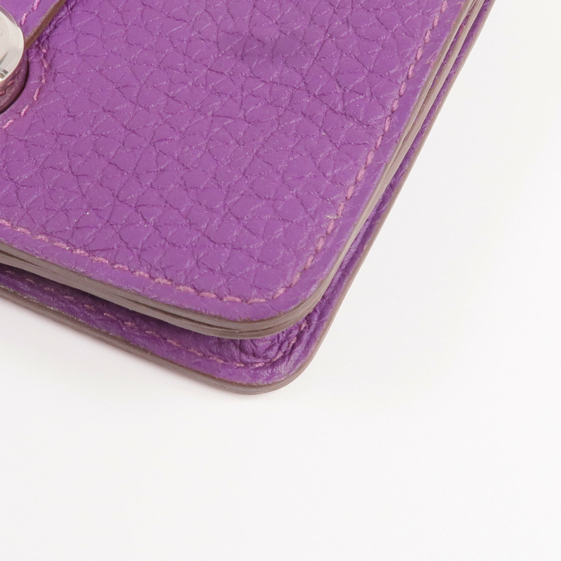 HERMES Clemence皮革Dogon Card Case銀扣卡片套Anemone-11