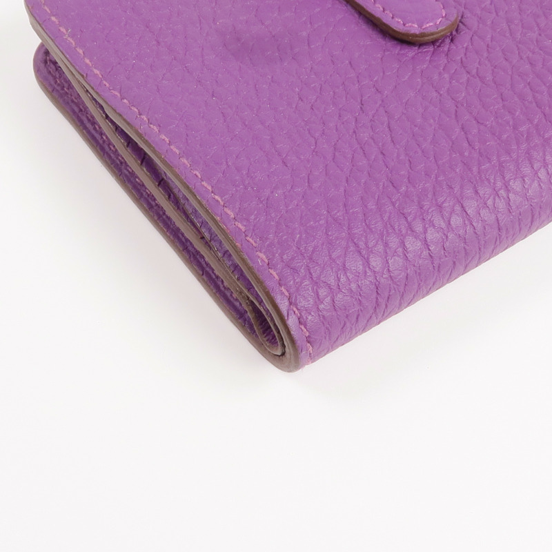 HERMES Clemence皮革Dogon Card Case銀扣卡片套Anemone-13