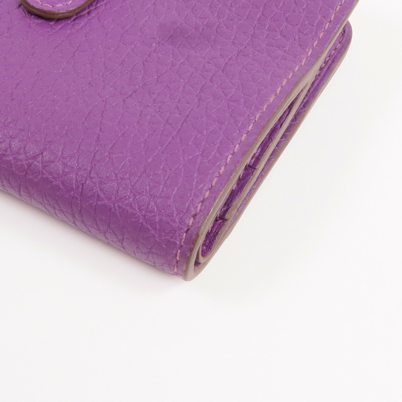 HERMES Clemence皮革Dogon Card Case銀扣卡片套Anemone-14