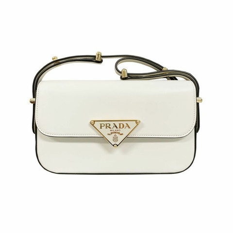 PRADA 25FW PATTINA 三角形 Logo 斜背包 白色 1BD339 ASK F0PG7