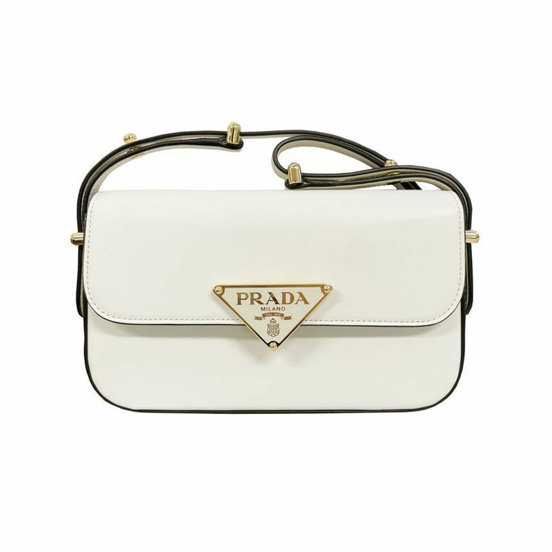 PRADA 25FW PATTINA 三角形 Logo 斜背包 白色 1BD339 ASK F0PG7-0