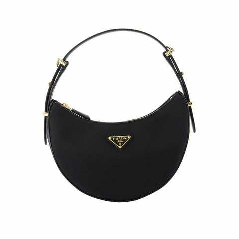 PRADA SACCA 三角形標誌尼龍斜背包 黑色 1BC194 R789 F0002