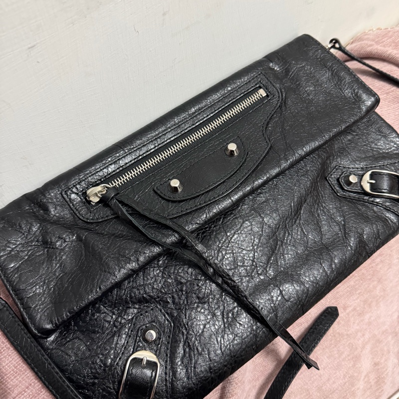 BALENCIAGA 羊皮皮革Edge Envelope 黑色-0