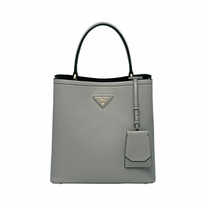 PRADA Saffiano Dubble 中型托特包 灰色-0