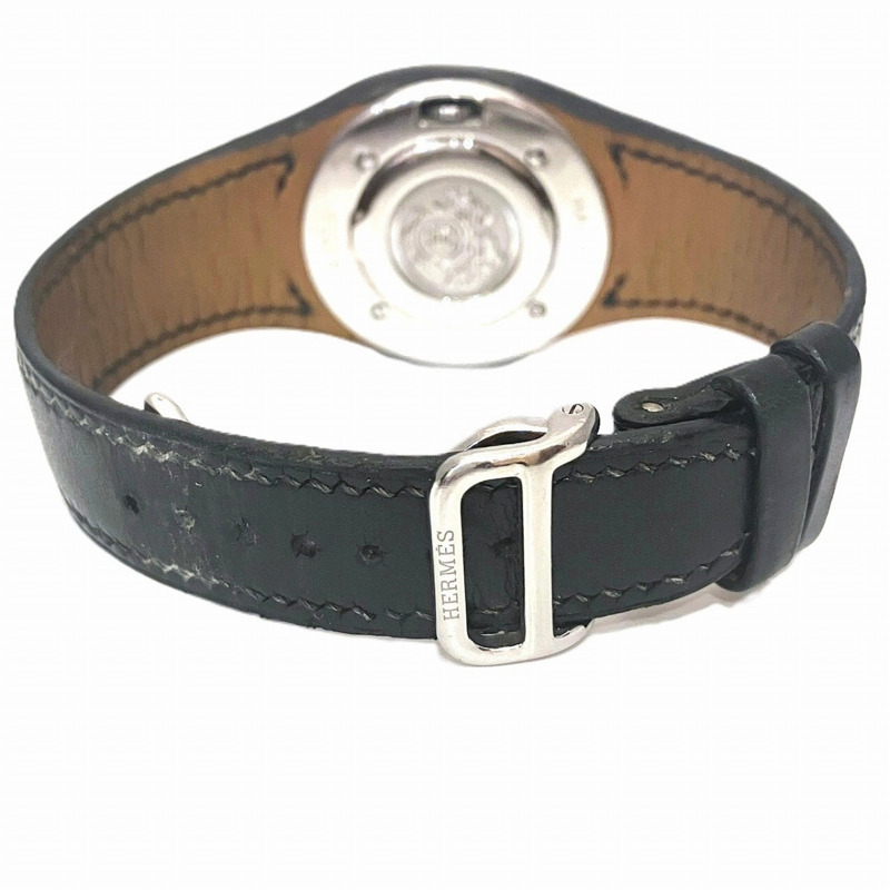 愛馬仕 Arne 腕錶，不鏽鋼錶殼，真皮錶帶，石英機芯，白色錶盤，HA1.410-5