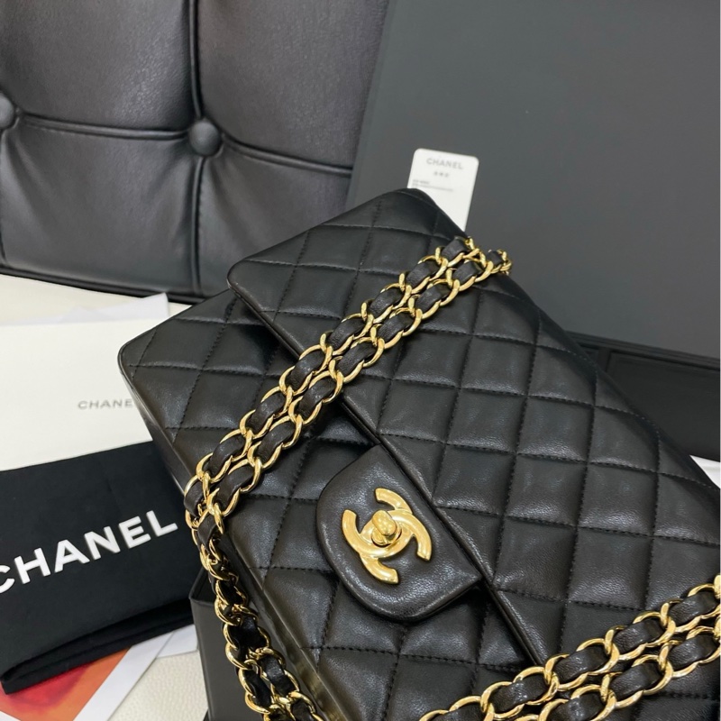 Chanel 黑金小羊皮Cf 中號-6