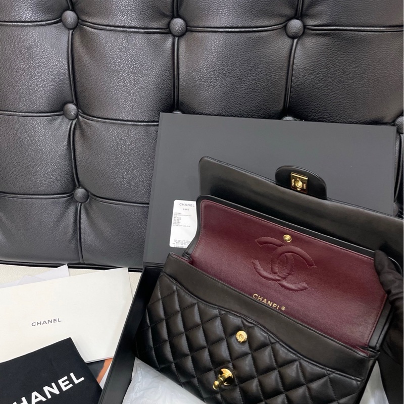 Chanel 黑金小羊皮Cf 中號-7