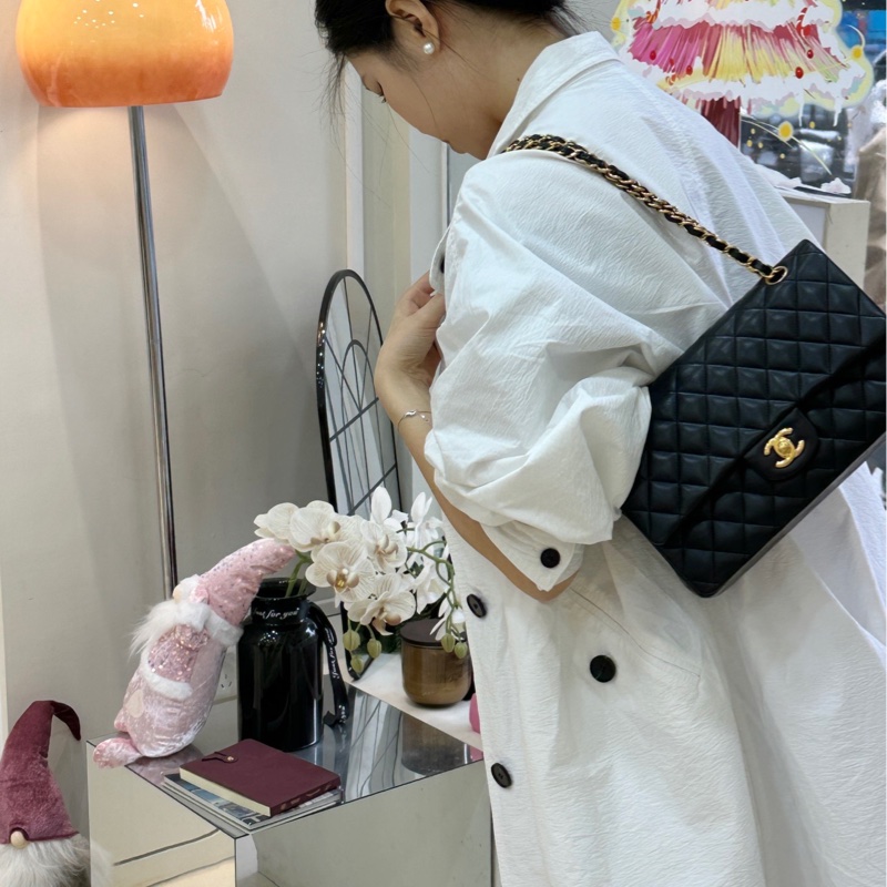 Chanel 黑金小羊皮Cf 中號-8