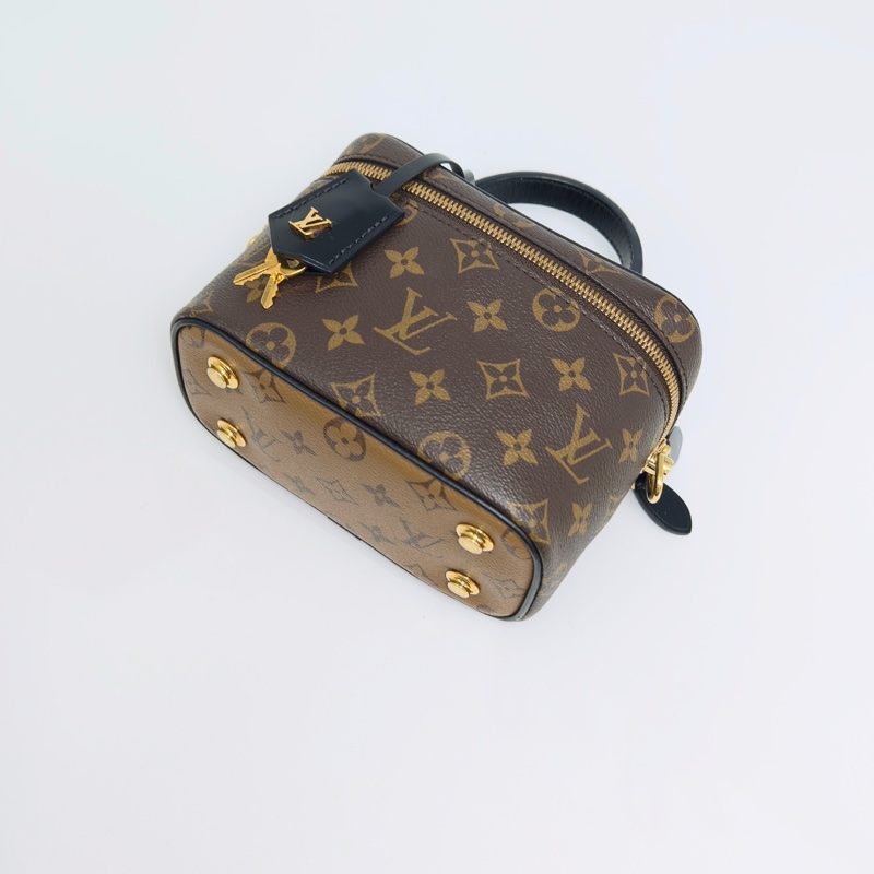 LV vanity拼色老花化妝盒子手提斜背包18*13*10 98新配件鑰匙塵袋-4