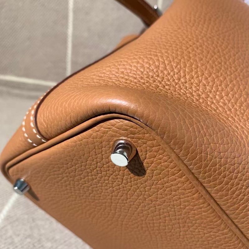 Hermes愛馬仕水桶18金棕色k刻銀扣，配件塵袋發票鎖鑰匙-7