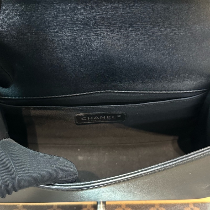 CHANEL 黑銀Leboy中號肩背斜背鏈條包25*15*9 98新配件塵袋-2