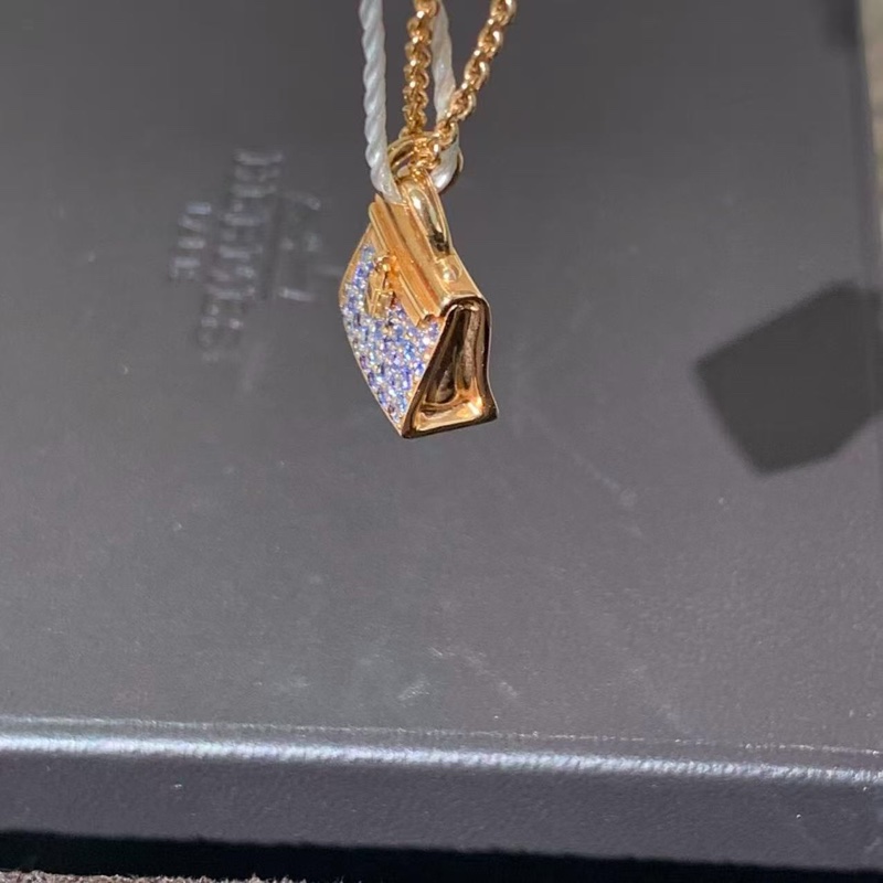 Hermes愛馬仕kelly項鍊玫瑰金藍寶，2024年購入-4