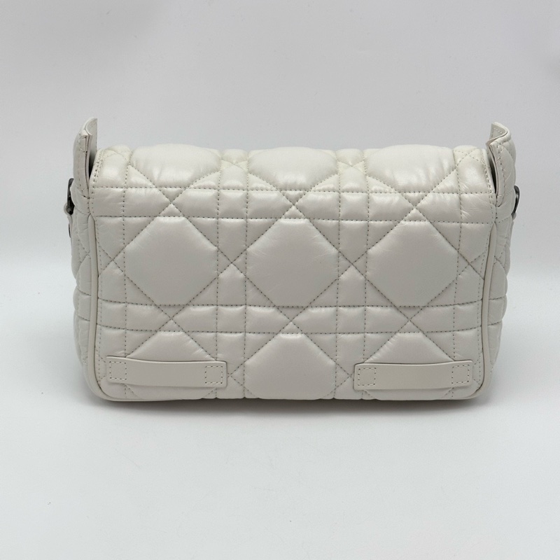 DIOR 米白色camp藤格紋肩背斜背郵差包23*15*8 98新配件塵袋-6
