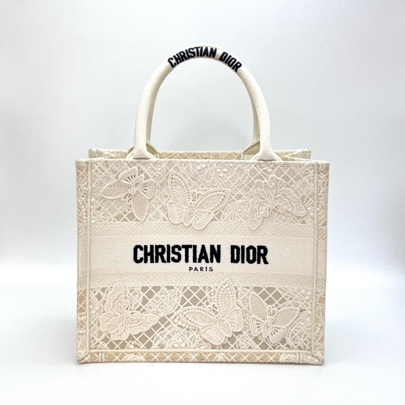 DIOR booktote系列限量款小號白色立體海洋蝴蝶手提托特包26.5*22*14.5 98新配件塵袋-1