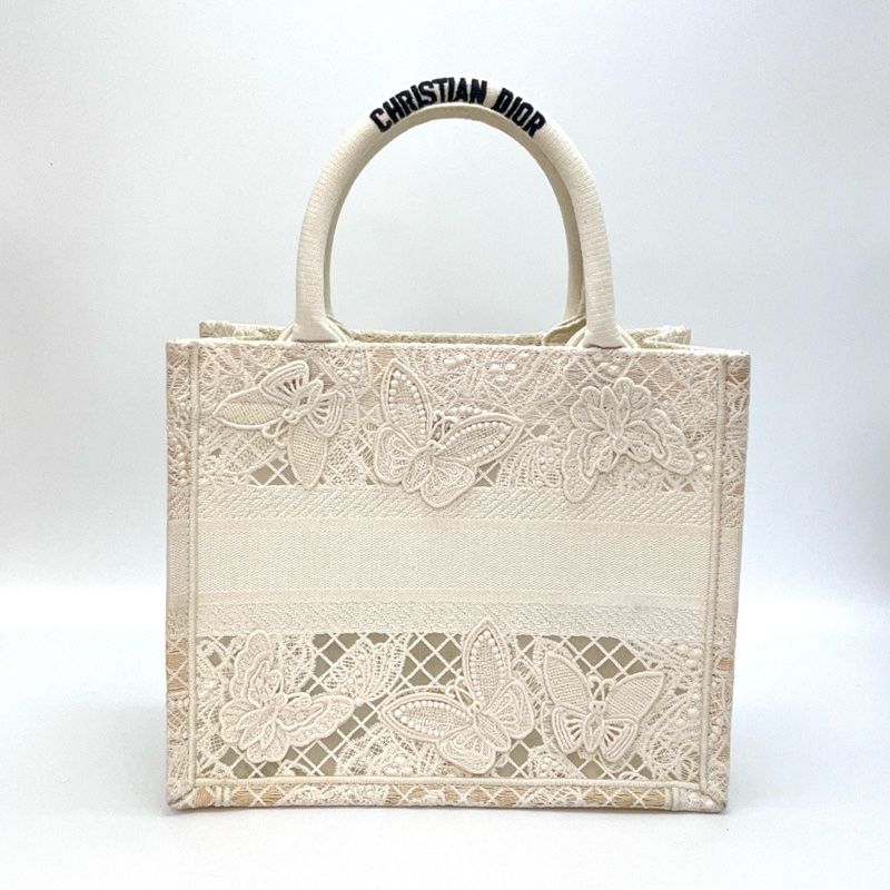 DIOR booktote系列限量款小號白色立體海洋蝴蝶手提托特包26.5*22*14.5 98新配件塵袋-6