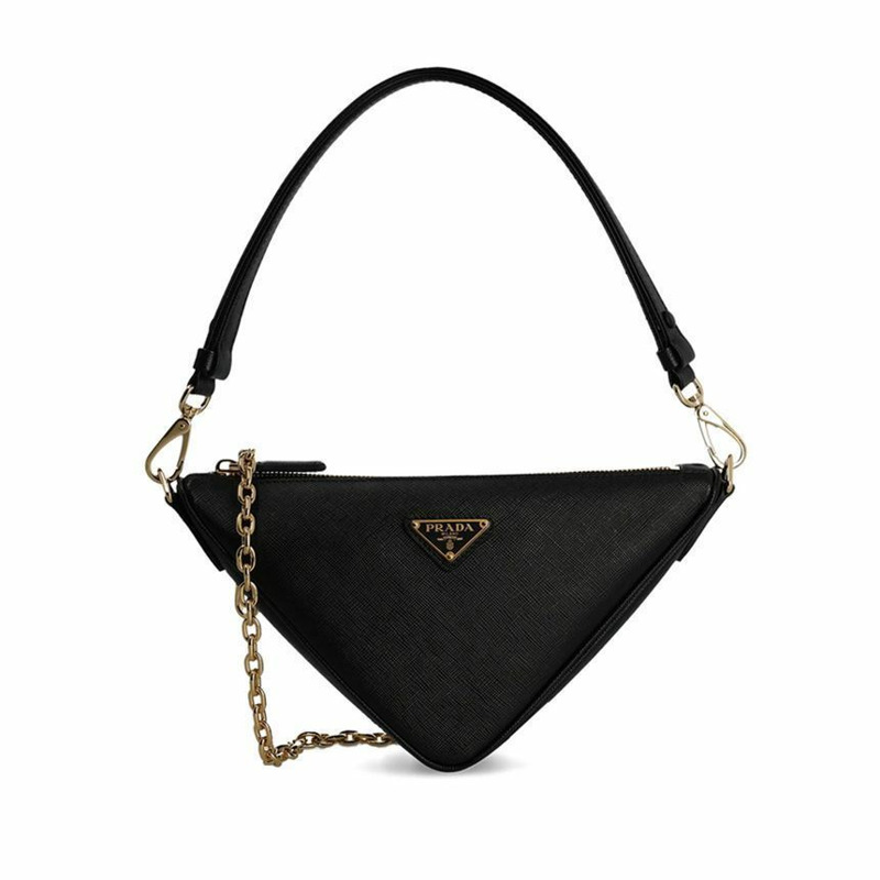 PRADA Saffiano 三角形 Logo 單肩包 黑色 1BC543 NZV F0002-0