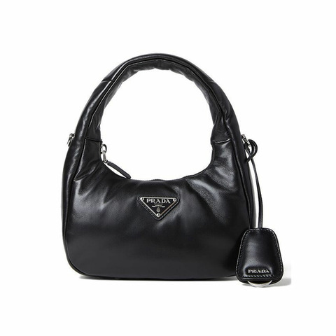 PRADA 25FW 三角形 Logo 軟墊斜背包 黑色 1BA384 2DYI F0002