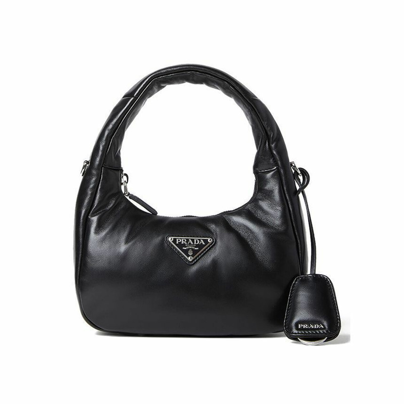 PRADA 25FW 三角形 Logo 軟墊斜背包 黑色 1BA384 2DYI F0002-0